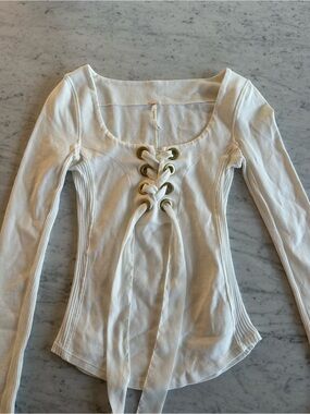 Free people White Lace-Up Long Sleeve Women’s Top